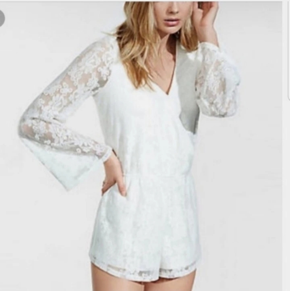 Express White lace Full sleeve Summer  Romantic Bohemian romper